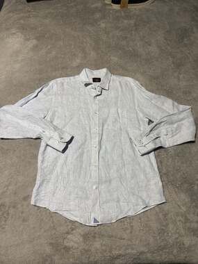 Untuckit Vignoles Men's  Blue Striped Linen M
